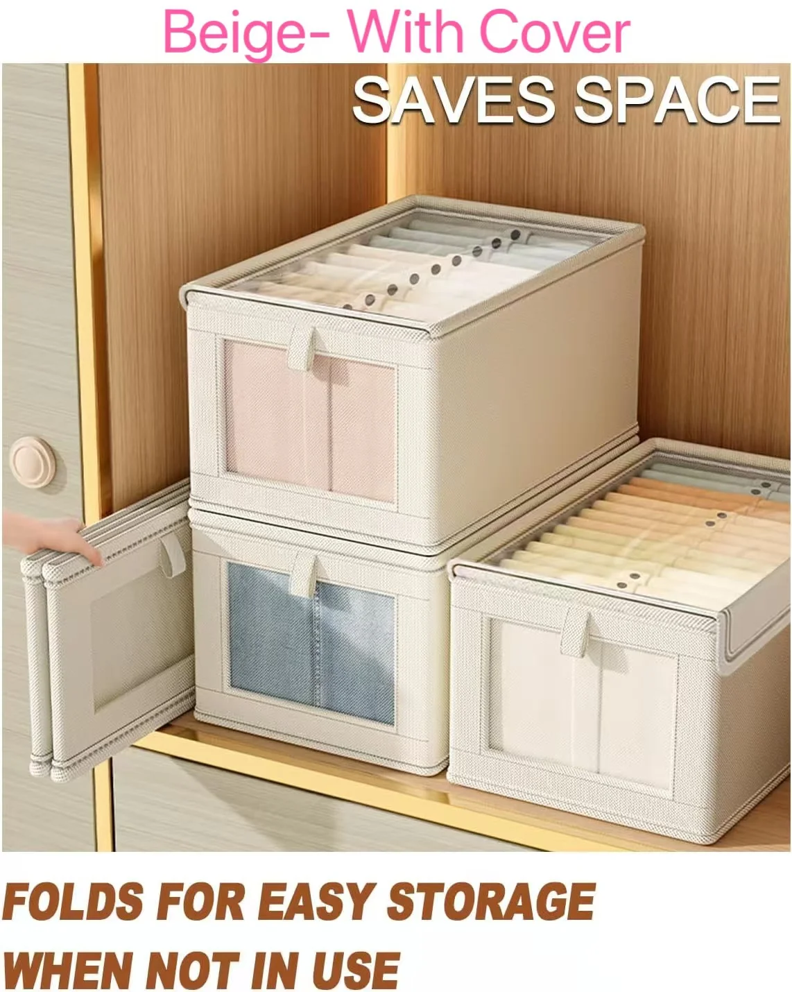 DIMJ Lot De 2 Boîtes De Rangement Pliables En Tissu Avec Couvercle
