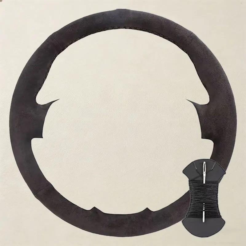 Premium Suede Leather Steering Wheel Cover - Luxury Auto Accessory Grip Cover