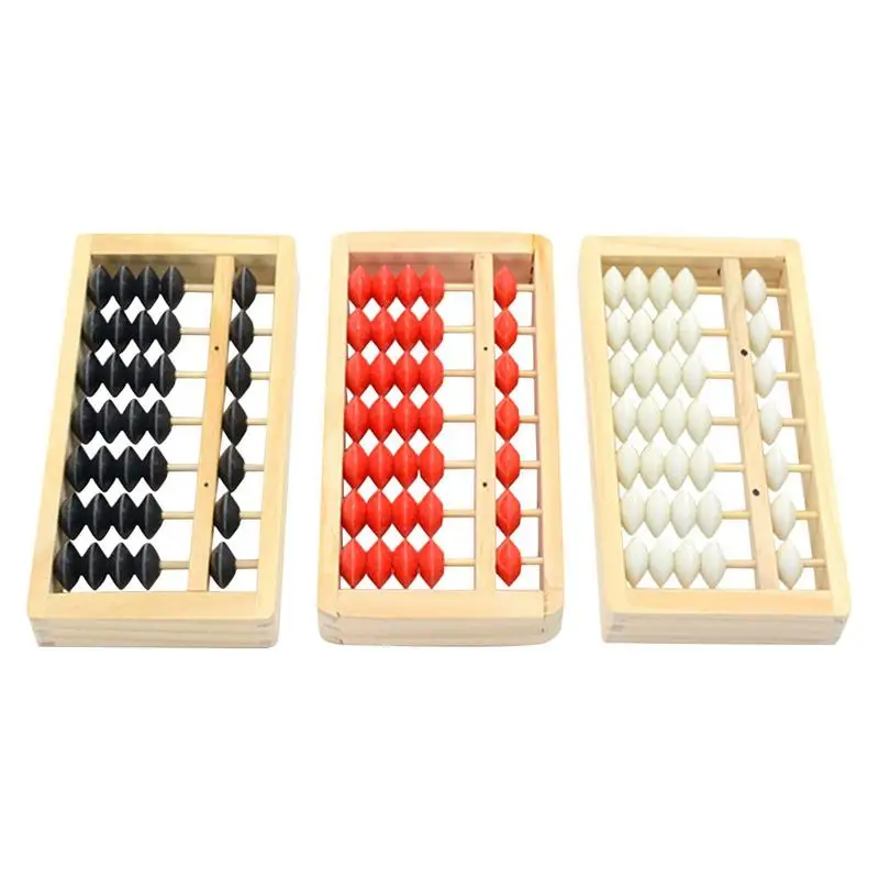 Chinese Abacus 7 Digit 5 Beads Column Abacus Black Bead Educational Counting Funny Math Learning Tool For Children