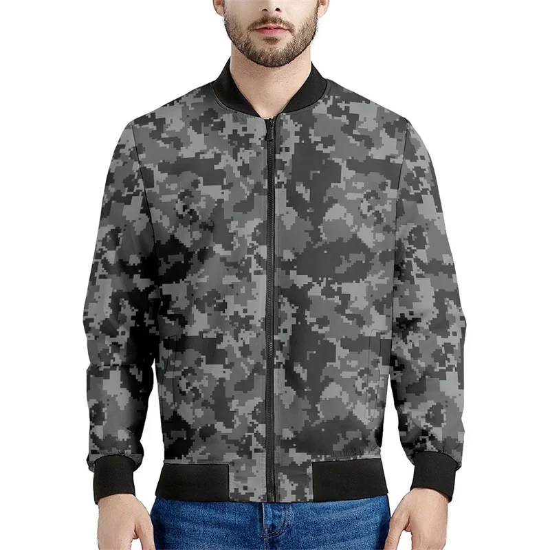 thumbnail image 1 of Chaqueta con estampado de camuflaje de mosaico para hombre, sudaderas casuales de manga larga con estampado de camuflaje en 3D, chaquetas deportivas con cremallera, abrigos, blusas de calle, 1 of 5