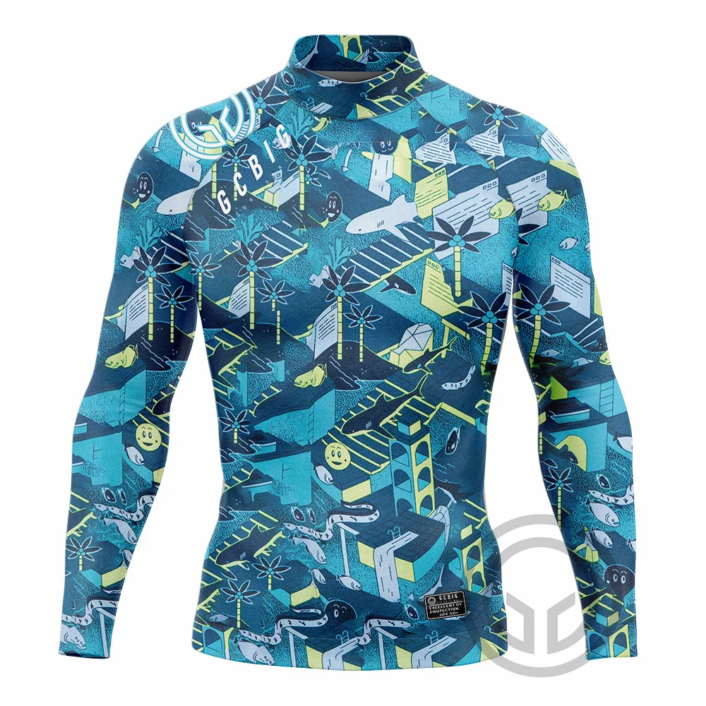 New Men Swimming T-shirt Swimsuit Beach Swimwear Long Sleeve Surfing Suit Surf Clothes Summer Long Sleeves Apparel