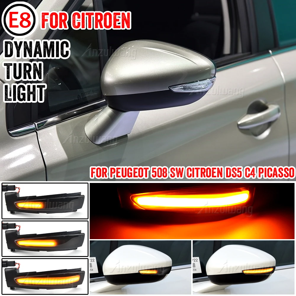 

2Pcs For Peugeot 508 SW LED Dynamic Turn Signal Light Mirror Blinker Indicator Flasher Lamp For Citroen DS5 C4 Grand Picasso II