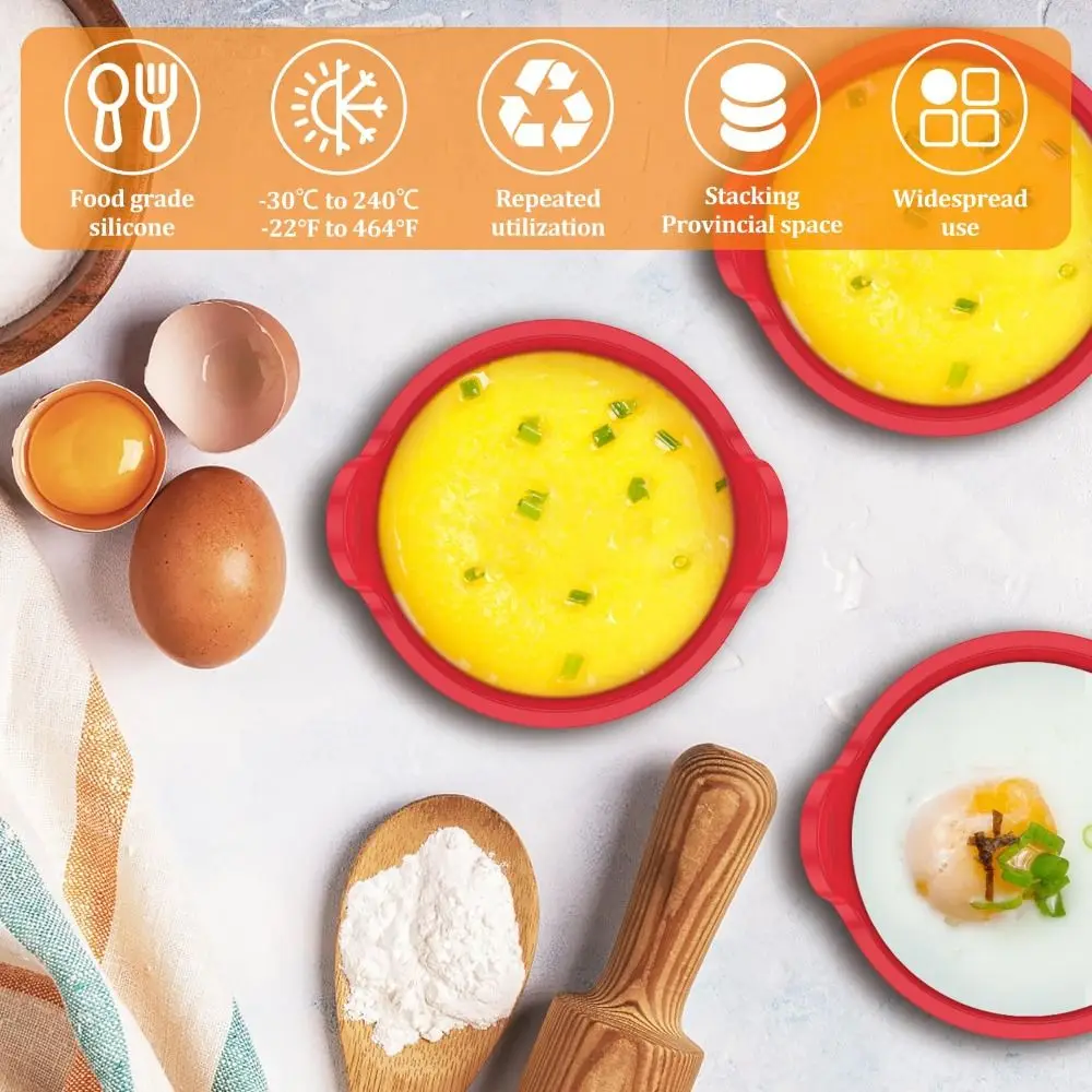 Air Fryer Egg Poacher Air Fryer Egg Moulds Silicone Poaching Cups Reusable Silicone Baking Cups Heat-Resistant Poacher