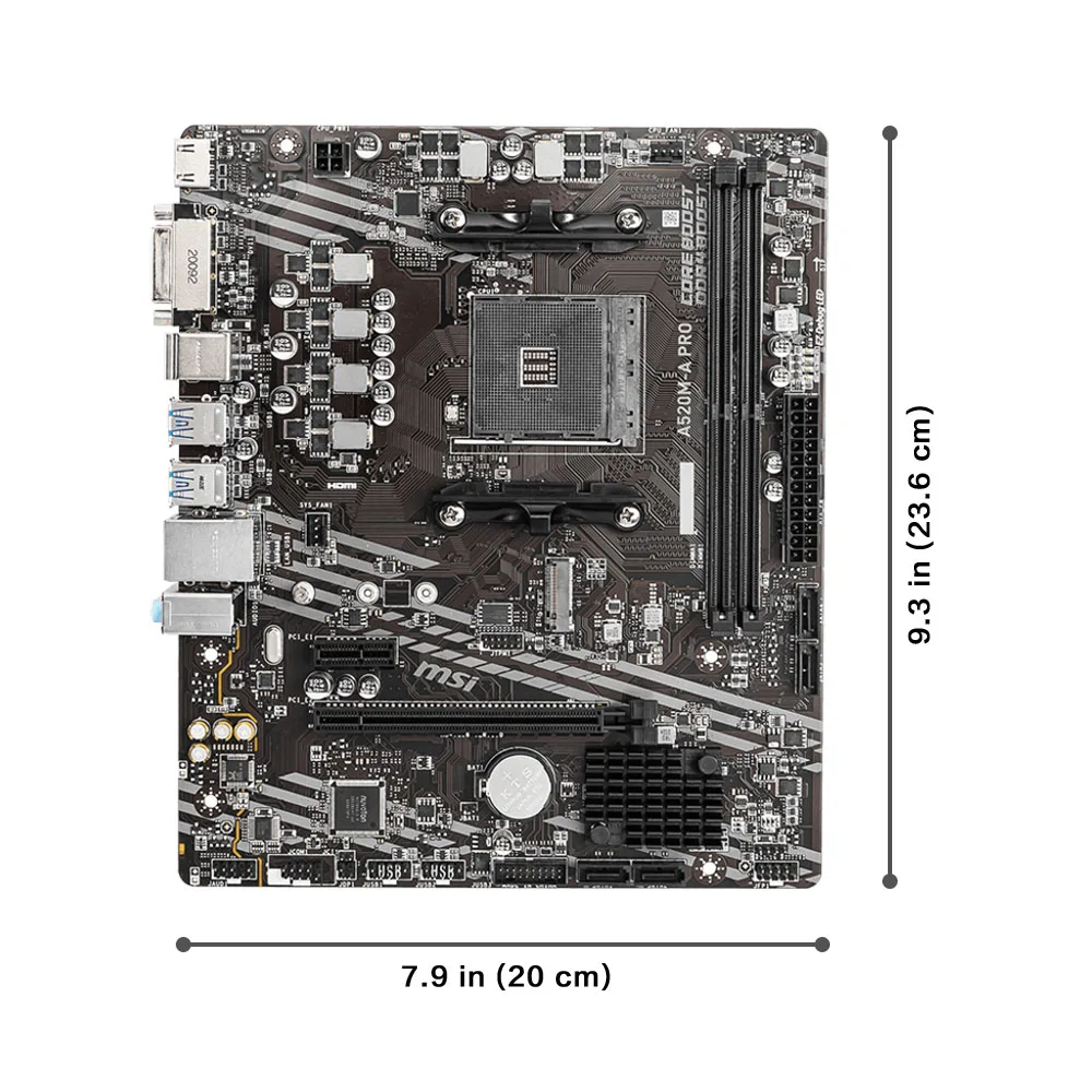 Computer Motherboard MSI AMD A520M-A PRO Support Ryzen CPU R3 R5 R7 5000 & 3000 Series AM4 M.2 NVME Dual Channel DDR4
