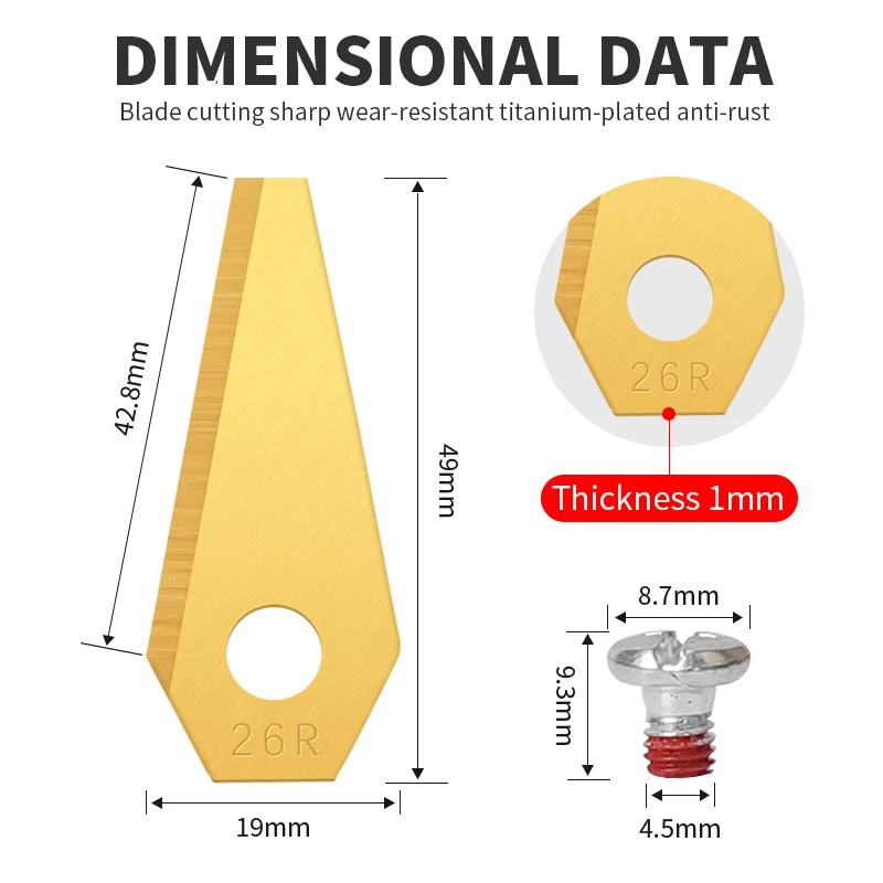 Onnfang Tools Replacement Lawn Mower Blade Stainless Steel Titanium Blades Robotic Mower for Bosch Indego Robot Lawn Mower 2