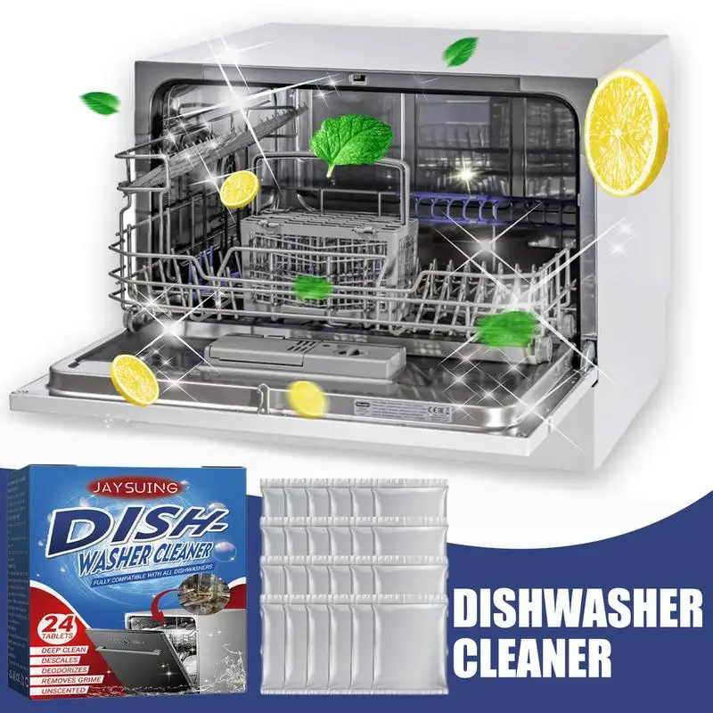 Dishwasher Cleaner Dishwasher Detergent 24 Pieces Dishwasher Cleaner Deodorizer Cleaning Tablets