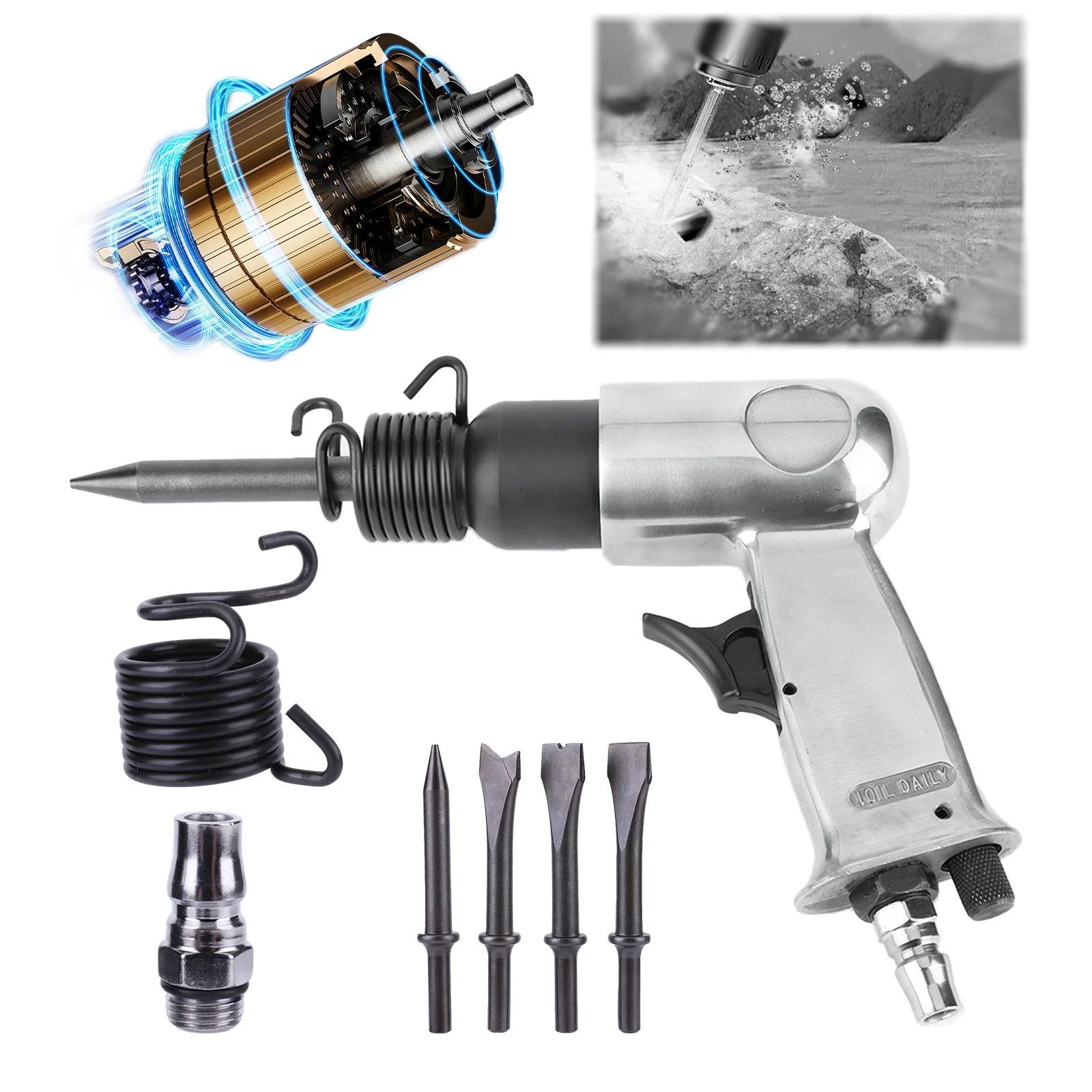 150 MM Air Shovel Tool 4500 BPM Pneumatic Shovel Spring & Fitting Air Chisel Pneumatic Shovel Tool for Automotive & Metal Work