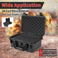363x290x160mm Plastic Safety Equipment Case Waterproof Hard Carry Tool Box Shockproof Storage Box with Sponge for Tools Camera 1