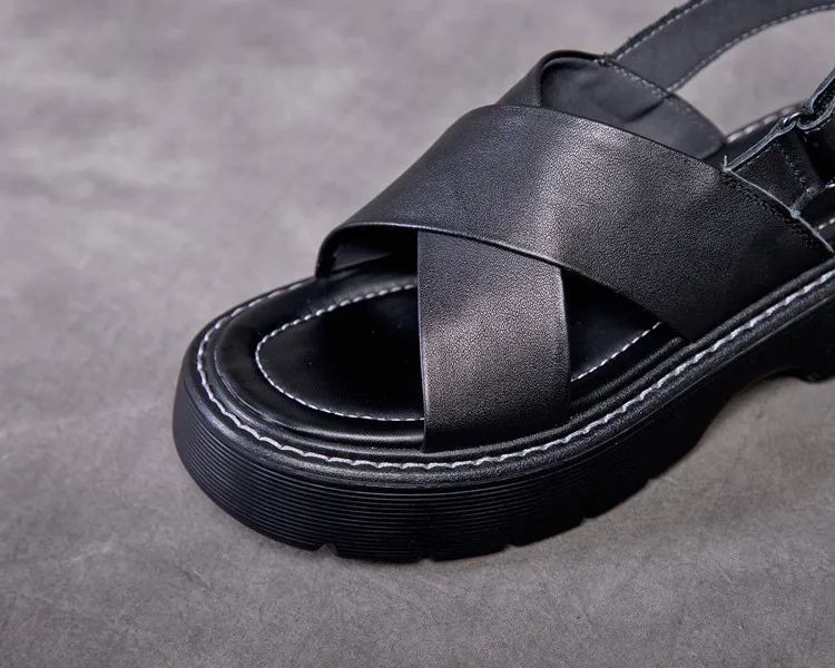 AIYUQI Women's Roman Sandals Genuine Leather 2022 New Platform Trend Women's Summer Sandals Open Toe Retro Sandals Ladies