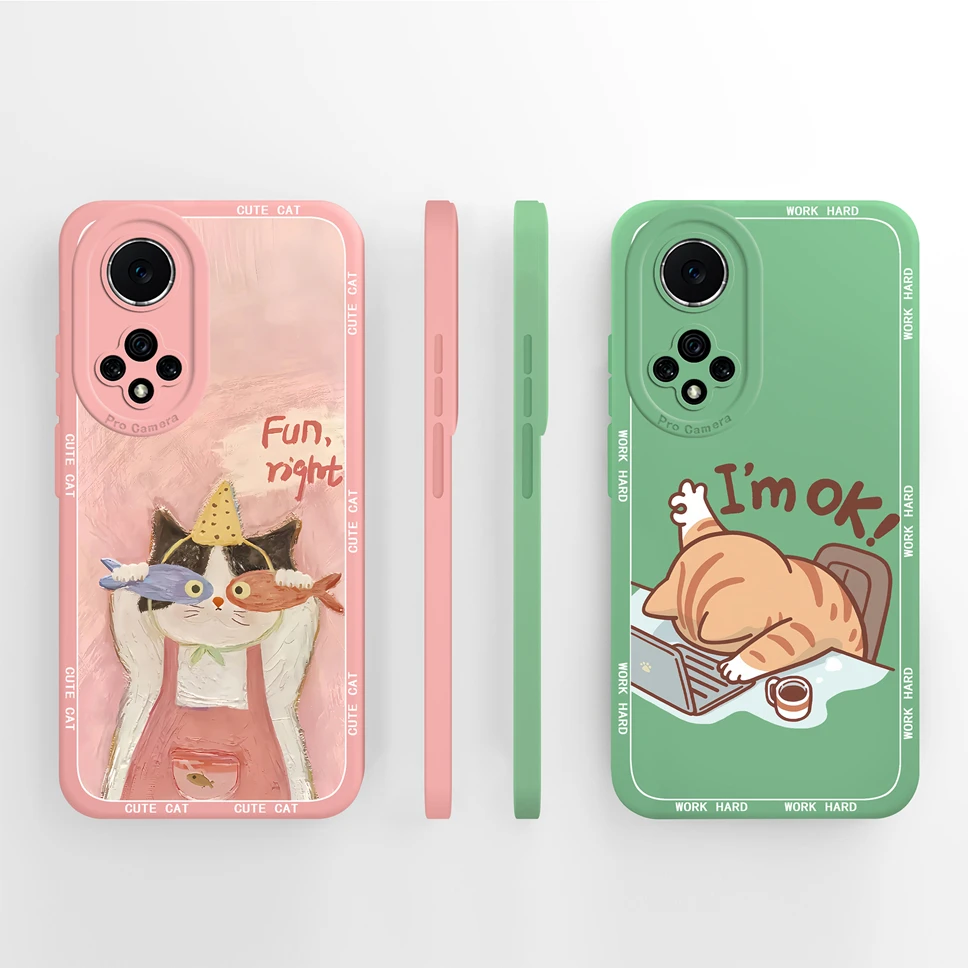 Lovely Cat Cartoon Soft Silicone Phone Case - High Quality Anti-Drop Shell