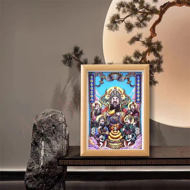 

Декоративная картина бога богатства, привлекательное богатство, изысканное украшение для дома, религиозное народное украшение, украшение фэн-шуй