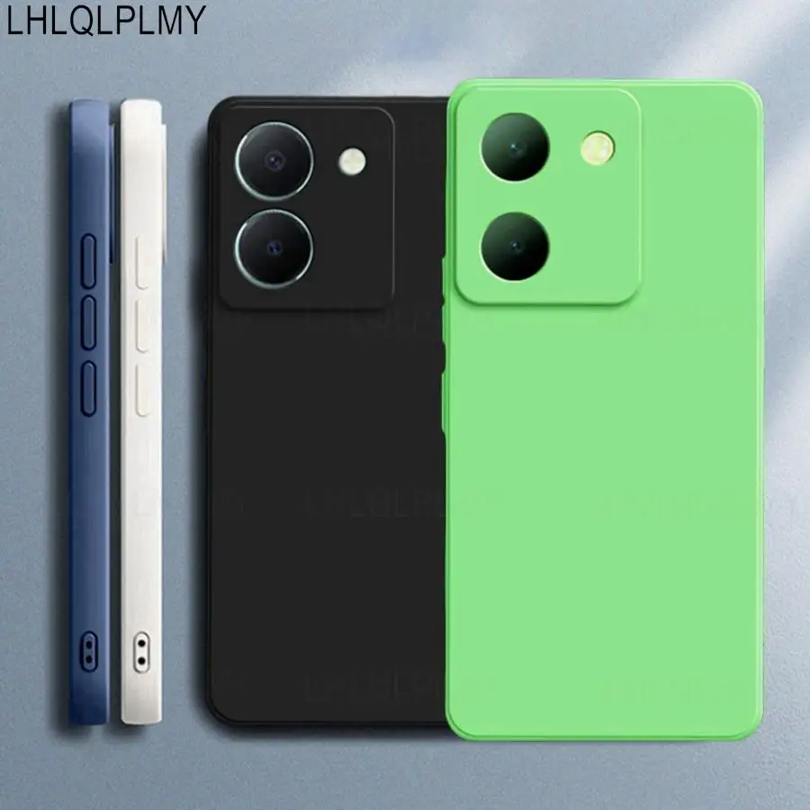 Square Liquid Silicone Soft Case - Solid Full Cover