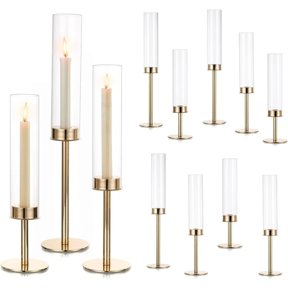 

Home Decorative Candles Holder Gold Candle Holders Hurricane Candlestick Holders Candlesticks for Candles Glass Stick Containers