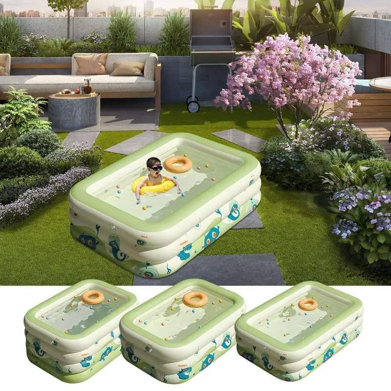 

Kids Swimming Pool Inflatable Summer Water Pools Foldable Above Ground Kiddie Pool Thickened For Outdoor Garden Family Backyard