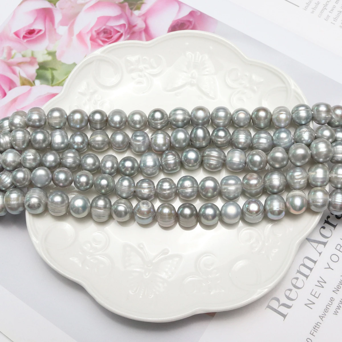 Natural Freshwater Pearl A-Class Round Gray Mother of Pearl Beads Jewelry Making DIY Necklace Bracelet Accessories Gift