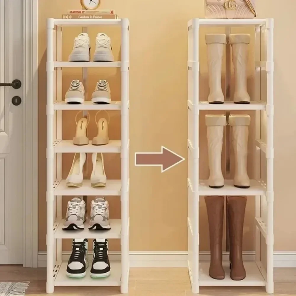Entrance Shoe Rack Multiple Layers Stackable Footwear Organizer Rack Space Saving Wall Corner Shoe Cabinets Simple Shoes Shelf 4