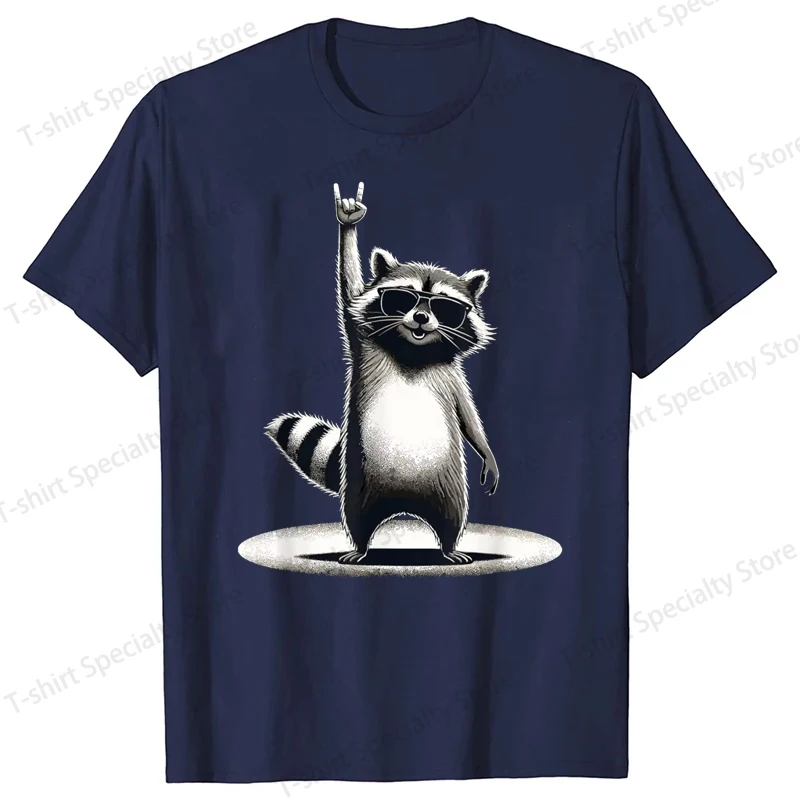 Retro Raccoon Rock Musik Geschenk Männer Kinder Frauen Lustiges Waschbär-T-Shirt Individuell bedruckte Grafik-T-Shirts Lustiges Shirt Camiseta – Detail 3