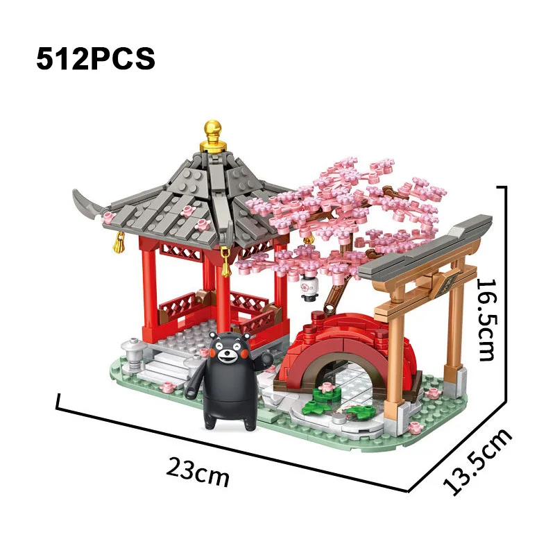 NEW Kumamon Bear City Stree View Sakura Flowers House
