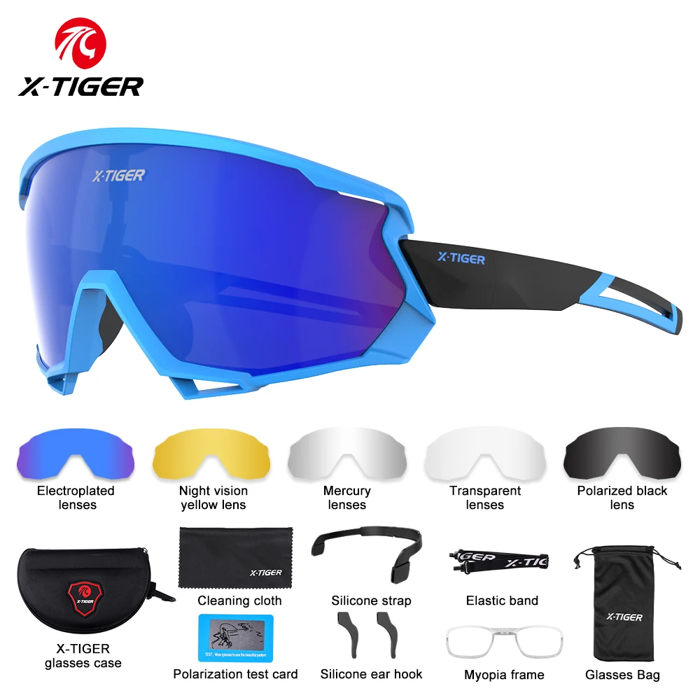 X-TIGER Bike Polarized Sports Sunglasses with Interchangeable