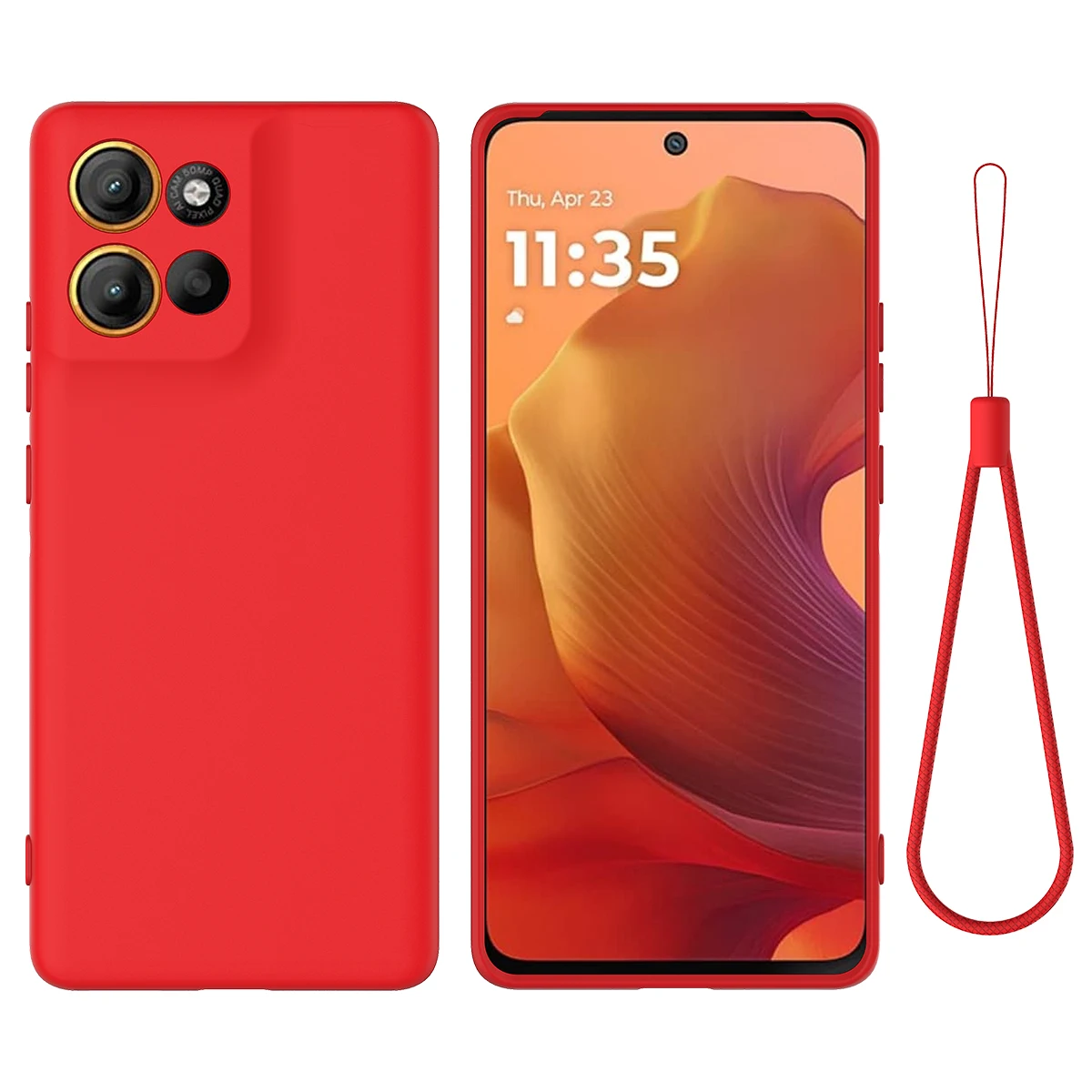 Silicone Soft Skin-Feel Anti-Fall Lanyard Phone Case with Shockproof Bumper