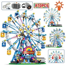 

City Friends MOC Rotating Ferris Wheel Building Blocks Technical Electric Bricks with Light Toys DIY for Children Christmas Gift