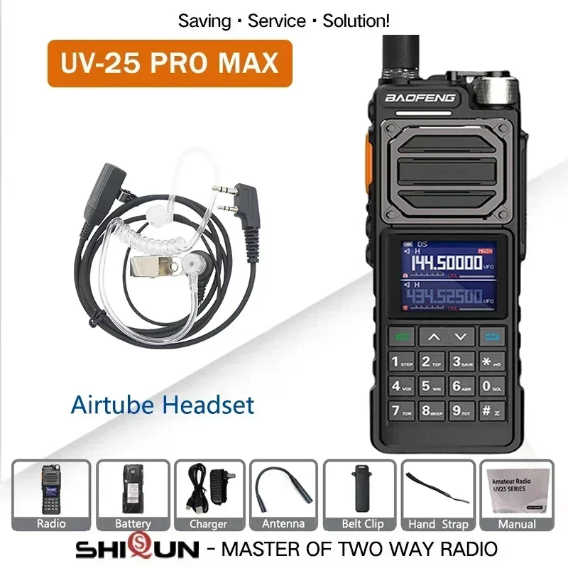 New UV-25 Pro Max Tactical Walkie Talkie High Power 50KM 136-520MHz 999CH USB C Charger Two Way Radios Six Bands BF-X5 Pro 3