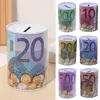 Metal Piggy Bank Tinplate Euro Dollar Pattern Design Money Box Safe Cylinder For Deposit Boxes 6 Color M2M7 2