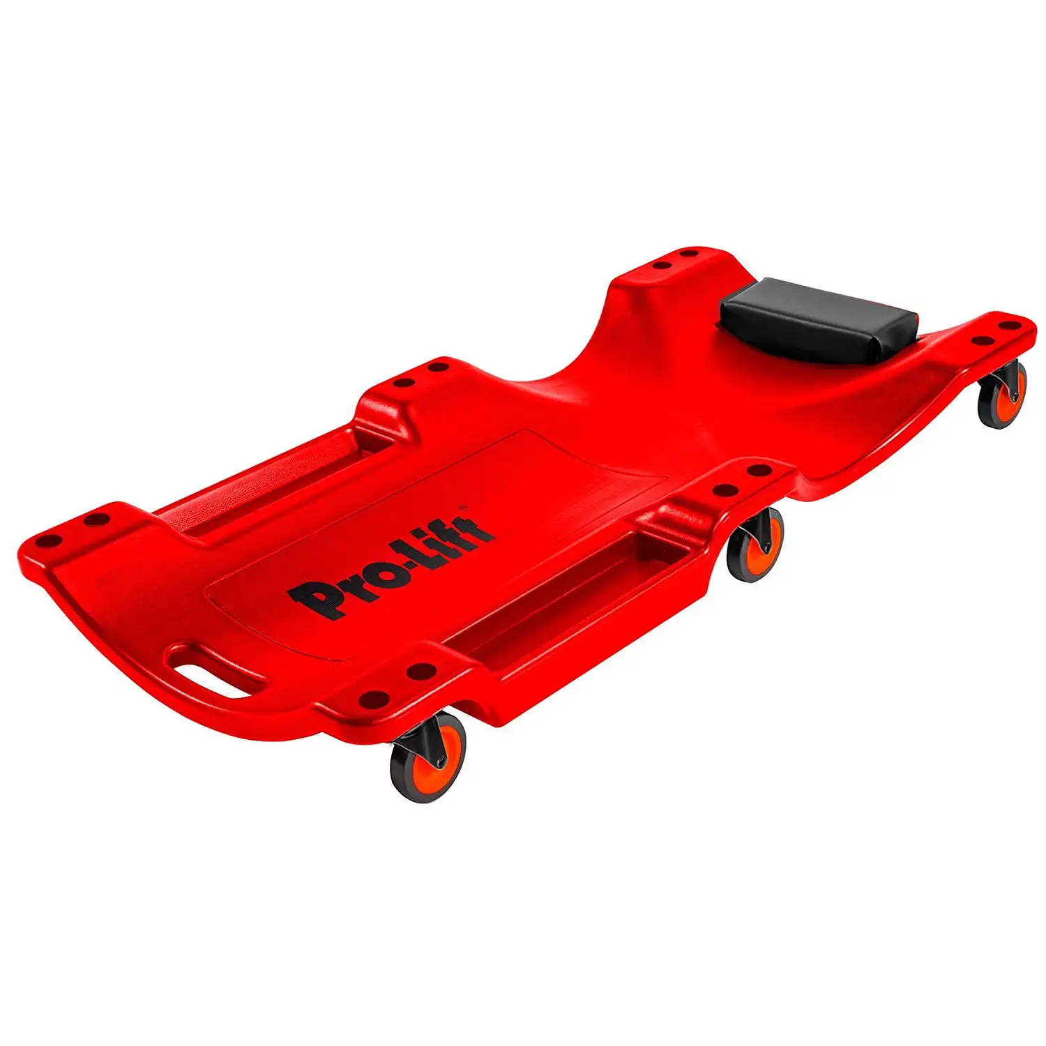 

Mechanic Plastic Creeper 40 Inch -Blow Molded Ergonomic HDPE Body with Padded Headrest and Dual Tool Trays -350 Lbs Capacity Red