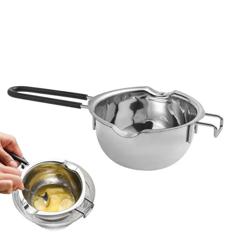 Butter Melting Bowl Cheese Butter Melting Bowl Pot With Heat Resistant Silicone Handle 400ml Stainless Steel Pot For Cand