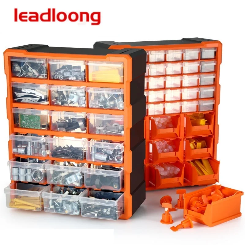 LEADLOONG Plastic Wall-mounted Storage Box Drawers Type Tools Storage Cabinet Detachable Cell Parts Box