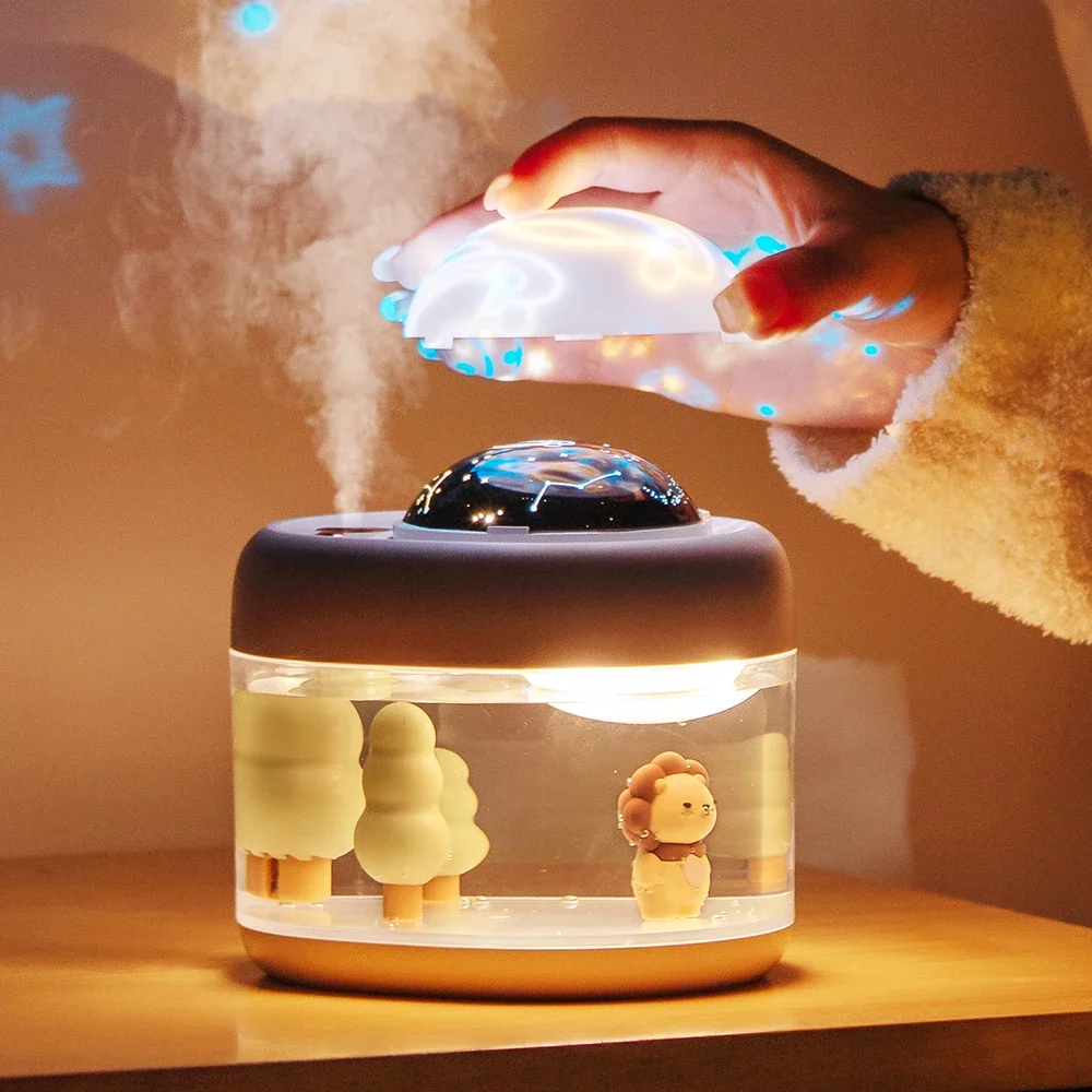 Umidificador de ar sem Fio com Luz do Céu Estrelado Usb Recarregável Difusor de Perfume Projetor de Óleo Essencial