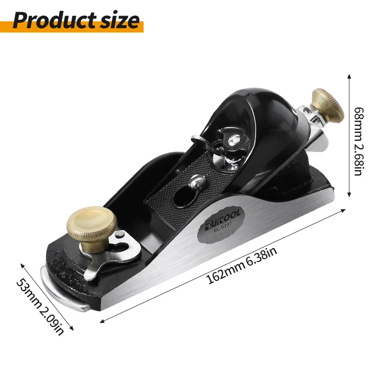 Wood Trimming Tool Hand Planer 6.38" Adjustable Block Plane with 1-5/8 inch Wide T10 Blade Flat Bottom Trimming Planer For Woodworking Trimming