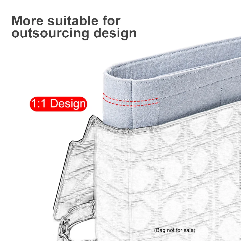 Fits For D-CARO Flap Felt Insert Bag Organizer Shaper Insert Makeup Travel Inner Purse Portable Cosmetic CD Handbag Organizer