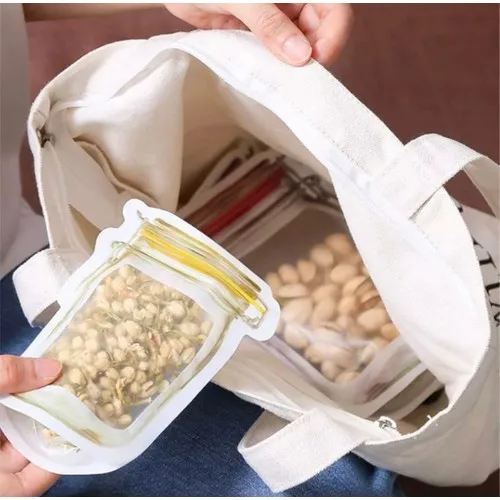 Classy trade marketing jar looking storage bag set, ziplock storage bags, spices, tea, coffee