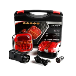 LED Magnetic Wireless Trailer Tail Lights Kit with 7 Pin Plug Waterproof Trailer Light Cable-Free for Truck Lorry Van RV Caravan