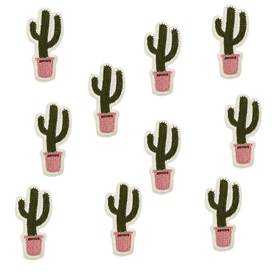 

10 pcs Cactus patches badges for clothing iron embroidered patch applique iron sew on patches sewing accessories for DIY clothes