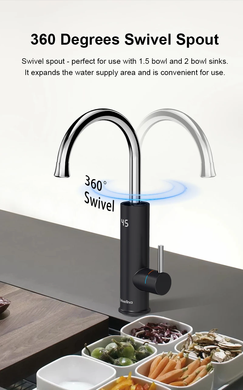 cozinha 2 em 1 swivel aquecimento misturador