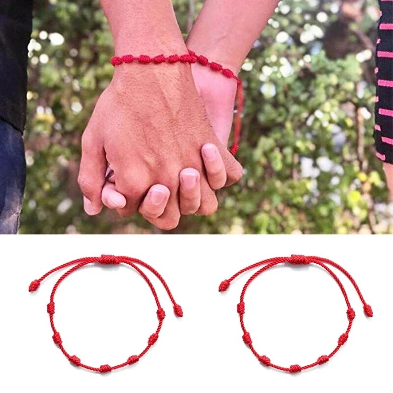 Larfraecy Lot De 4 Bracelets Kabbale Rouges Avec Cordon Rouge