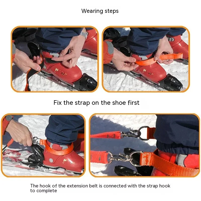 1PC Children's Skiing Safety Training Belt Ice Skating Traction Binding Tension Rope Balance Turning Aid Protective Belt 4