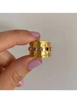 Anelli in acciaio inossidabile per donna Anello colorato placcato oro Anello per coppia di nozze Gioielli Accessori vintage Spedizione gratuita