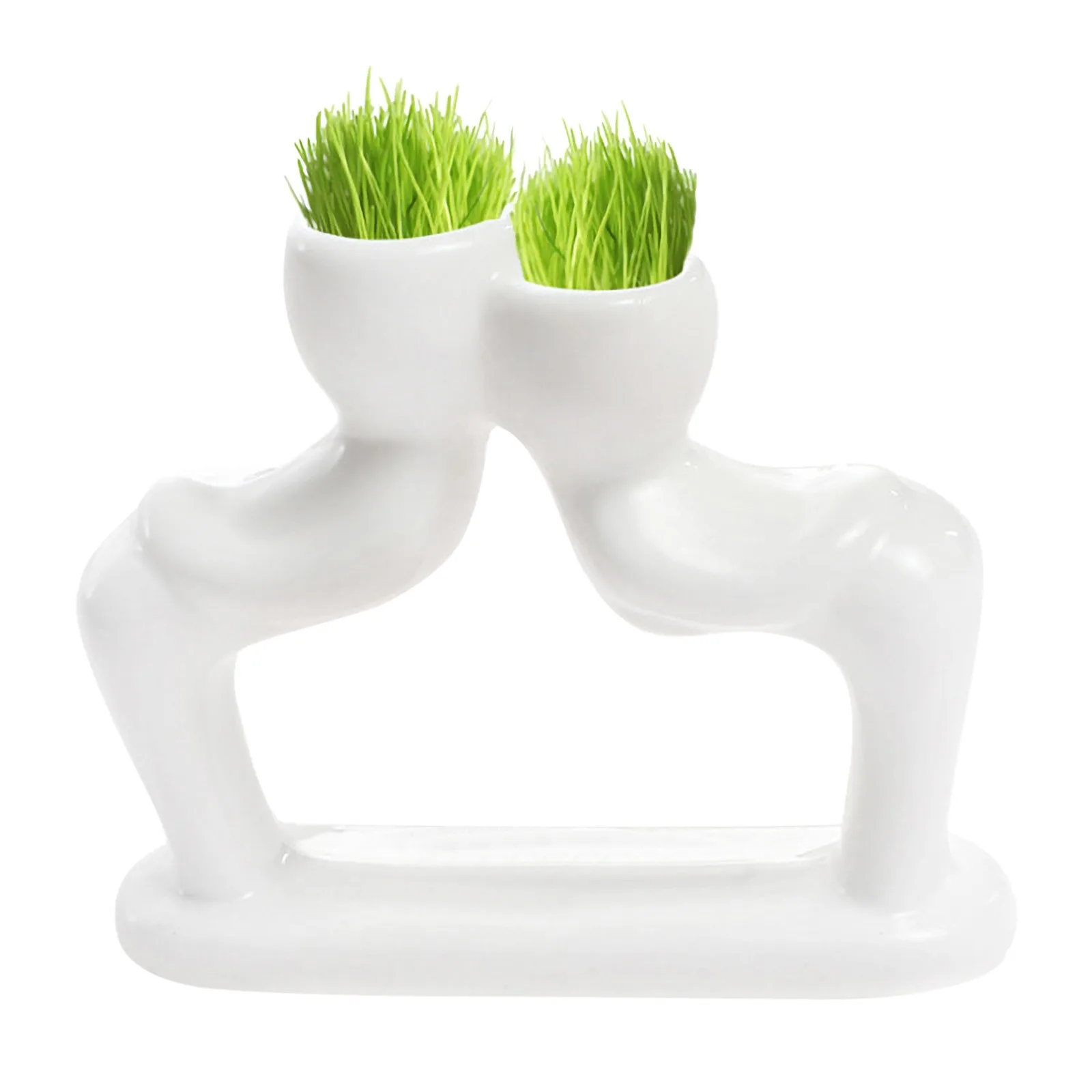 Mini Bonsai Head Grass Hair White Ceramic Plant Garden,Tree Doll Grass Pot Party Wedding Decor Hogar Jardin Spedizione Veloce