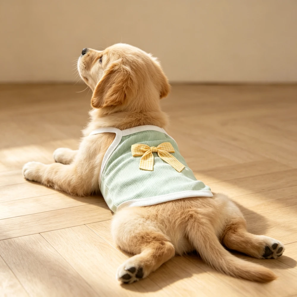 여름용 통기성 스트라이프 애완동물 조끼, 가볍고 편안한 데일리 애완동물 의류, 소형견용 부드럽고 통기성 좋은 스트라이프 조끼