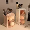 Rotating Cosmetic Storage Box Makeup Powder Puff Shelf Holder Dustproof Desktop Remover Cotton Brush Storage Rack Organizer 3