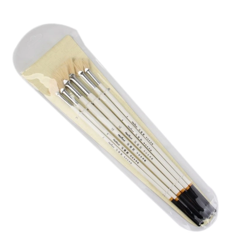 

32cm/12.6in Drawing Paints Long Bristles 6 Pcs Fan-shaped Oil Painting Pen Brush