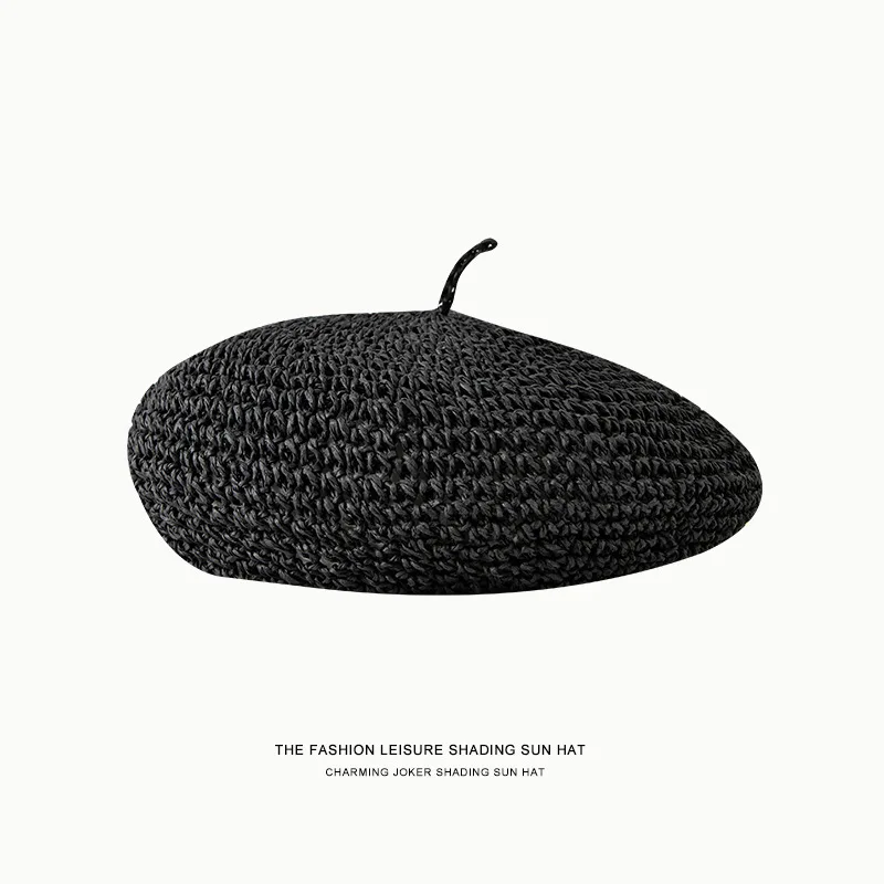 Vintage Beret Cap Fashion Women Casual Straw Weaving Beret Hat for Women French Spring Summer Retro Beanie Caps Hot Solid Color