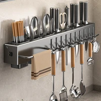 Support de Couteaux Mural Multifonction – Porte-Ustensiles avec Range-Baguettes Intégré 2