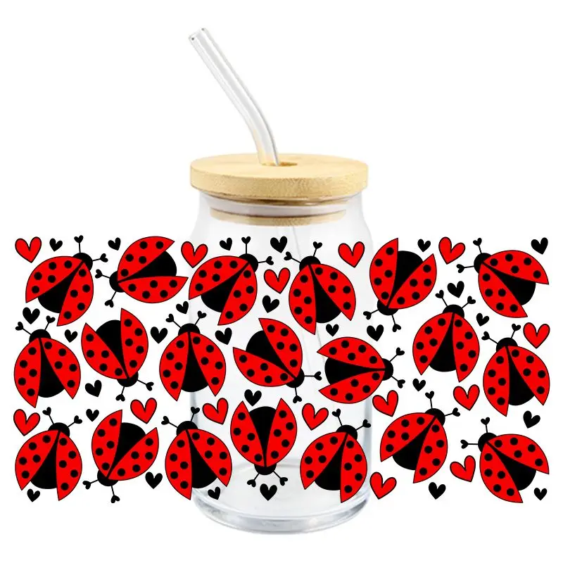 Ladybug UV DTF Wrap TransFer Stickers Finnny Cute Design DTF Wrap For16oz Glasses Cups Coolorful Decal 3d stickers cup wraps sticker cups uv dtf wrap transfer