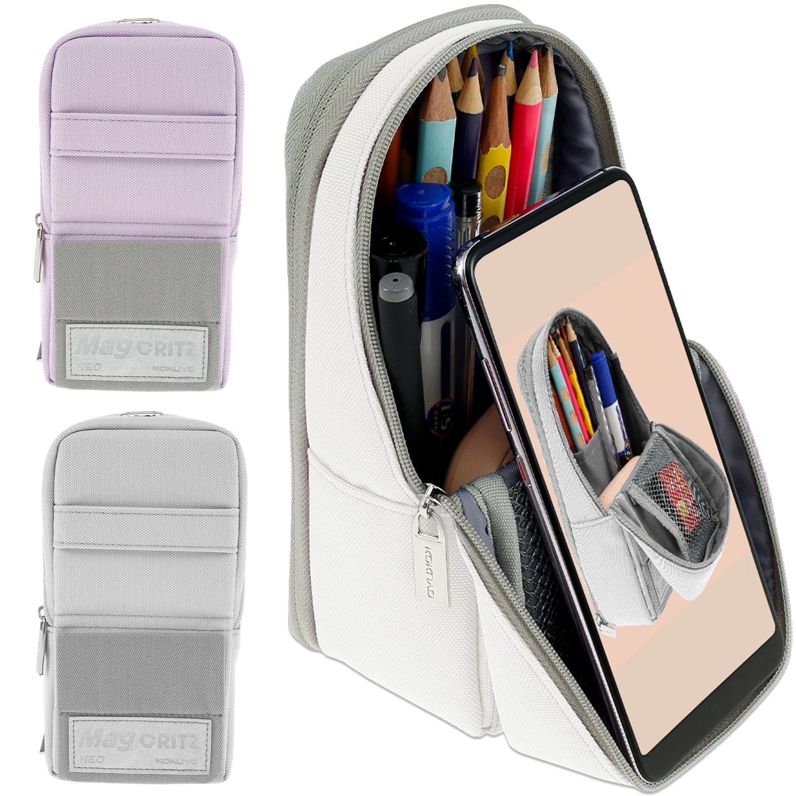 

New Pencil Case Standing Pencil Pouch Large Capacity Pen Pouch Holder Handheld Pencil Bag Multi-Slot Stationery Storage Bag