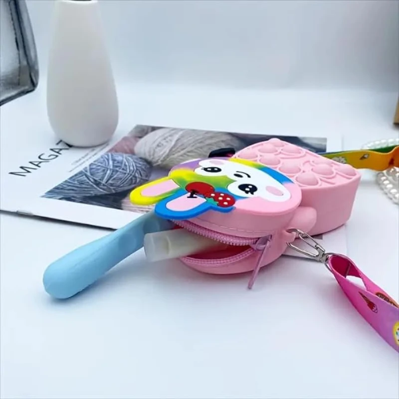 Cute Rabbit Silicone Bag Bunny Shoulder Bag Jelly Storage Bag Push Pop Bubble Purse Easter Coin Purse for Girls Kids Pop it Bag 5