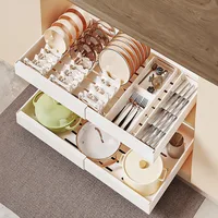 Kitchen Pull-out Retractable Cabinet Ultra-deep No-punch Divider Inside Shelf Pots And Pans Scalable Slide Drawer Organizers 2